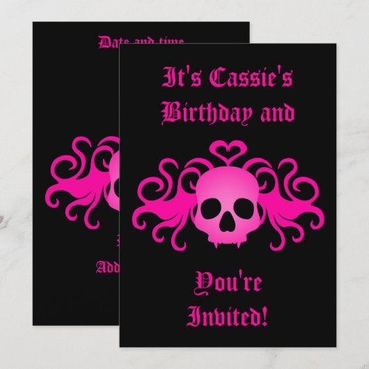 Gotische schedel verjaardag kaart (Voorkant / Achterkant)