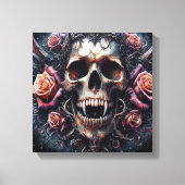 Gotische schedel versierd met Rozen Canvas Afdruk (Voorkant)