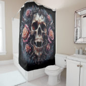 Gotische schedel versierd met Rozen Douchegordijn (In situ)