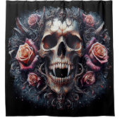 Gotische schedel versierd met Rozen Douchegordijn (Voorkant)