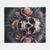 Gotische schedel versierd met Rozen Fleece Deken (Voorkant (Horizontaal))