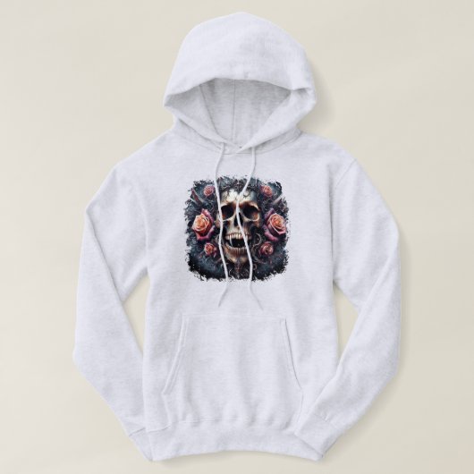 Gotische schedel versierd met Rozen Hoodie (Design voorkant)