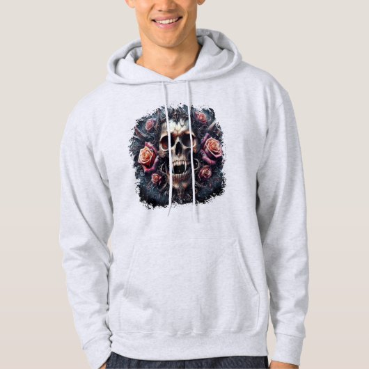 Gotische schedel versierd met Rozen Hoodie (Voorkant)