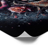 Gotische schedel versierd met Rozen Poster (Hoek)