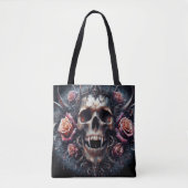 Gotische schedel versierd met Rozen Tote Bag (Voorkant)