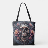 Gotische schedel versierd met Rozen Tote Bag (Achterkant)