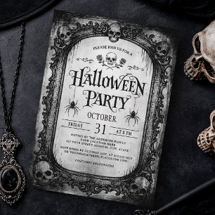 Gotische Schedel Victoriaanse Spiegel Halloween Fe Kaart