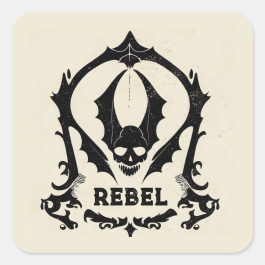 'GOTISCHE SCHEDEL' VIERKANTE STICKER (Voorkant)