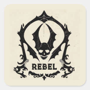 'GOTISCHE SCHEDEL' VIERKANTE STICKER