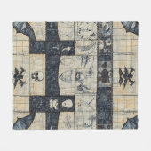 Gotische Schedel & Vleermuis Denim Collage Fleece Deken (Voorkant (Horizontaal))