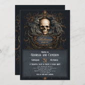 Gotische schedel vleugels Halloween Kaart (Voorkant / Achterkant)