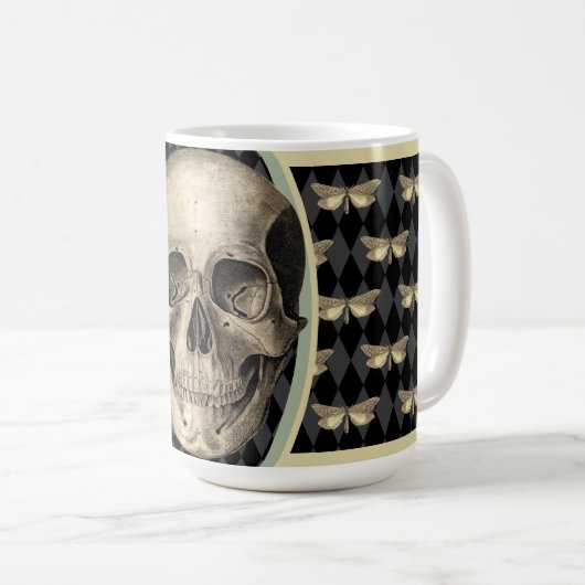 Gotische schedel & vlinders koffiemok (Voorkant rechts)