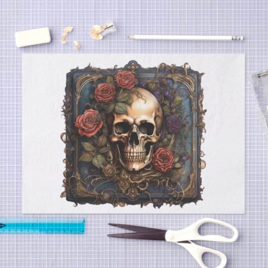 Gotische schedel voor Decoupage Tissuepapier (Craft)