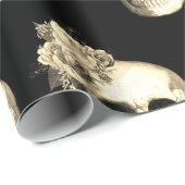 Gotische schedel wit roos patroon Halloween Cadeaupapier (Rol Hoek)