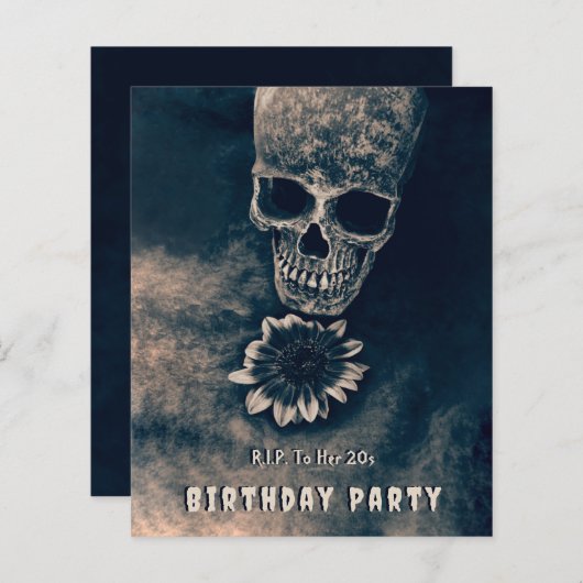 Gotische schedel Zonnebloem RIP Naar haar 20s Budg (Voorkant / Achterkant)