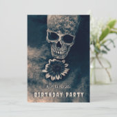 Gotische schedel Zonnebloem RIP Naar haar 20s Kaart (Staand voorkant)