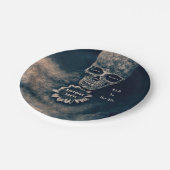 Gotische schedel Zonnebloem RIP Naar haar 20s Papieren Bordje (Gekanteld)