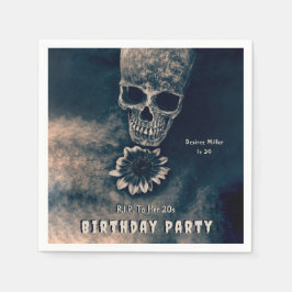 Gotische schedel Zonnebloem RIP Naar haar 20s Servet