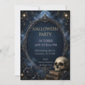 Gotische Schedelmaan Halloween Soiree Kaart (Voorkant)