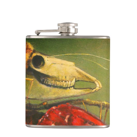 Gotische schedelmottenkolf heupfles (Voorkant)