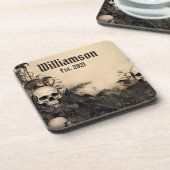 Gotische schedels bier onderzetter (Linkerzijde)