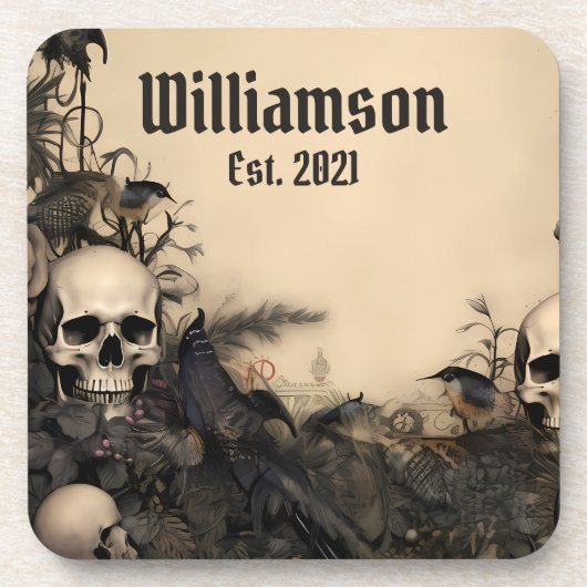 Gotische schedels bier onderzetter (Voorkant)