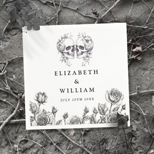 Gotische schedels Bloemen Elegante Gothic bruiloft Servet