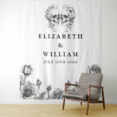 Gotische schedels Bloemen Foto Booth Achtergrond Wandkleed (In situ)