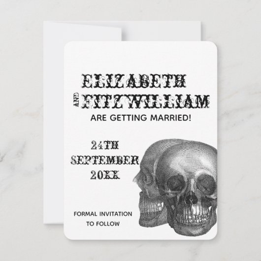 Gotische schedels bruiloft Save The Date Kaart (Achterkant)
