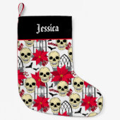 Gotische schedels en bloemen gemodelleerd kleine kerstsok (Voorkant)