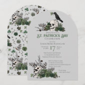 Gotische schedels en klavers St Patrick's Celebrat Kaart (Voorkant / Achterkant)