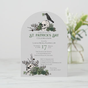 Gotische schedels en klavers St. Patrick's viering Kaart