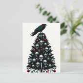 Gotische schedels en Raven Kerstboom Briefkaart (Staand voorkant)