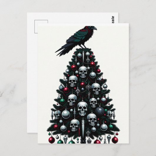 Gotische schedels en Raven Kerstboom Briefkaart (Voorkant / Achterkant)