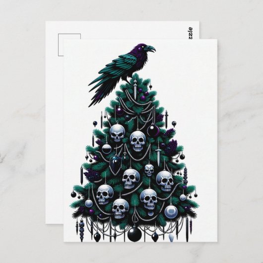 Gotische schedels en Raven Kerstboom Briefkaart (Voorkant / Achterkant)