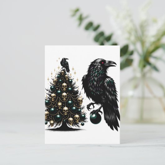 Gotische schedels en raven kerstboom briefkaart (Staand voorkant)