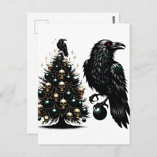 Gotische schedels en raven kerstboom briefkaart (Voorkant / Achterkant)