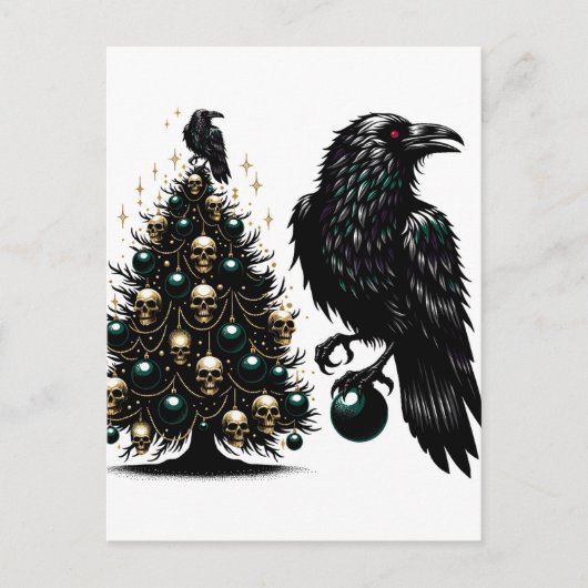 Gotische schedels en raven kerstboom briefkaart (Voorkant)