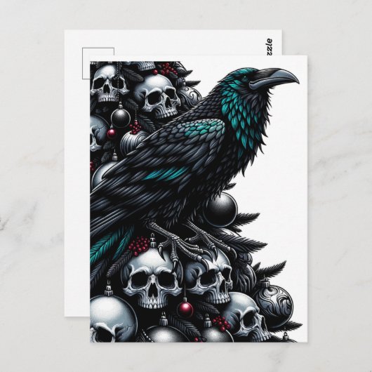 Gotische schedels en Raven Kerstboom Briefkaart (Voorkant / Achterkant)