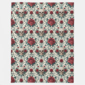 Gotische schedels en rode rozen fleece deken (Voorkant)