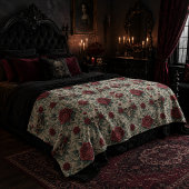 Gotische schedels en rode rozen fleece deken