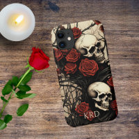 Gotische schedels en rode rozen Monogram