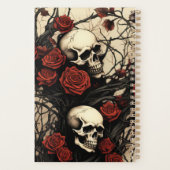 Gotische schedels en rode rozen Monogram Planner (Achterkant)