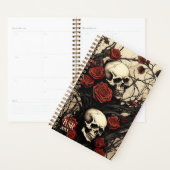 Gotische schedels en rode rozen Monogram Planner (Display)