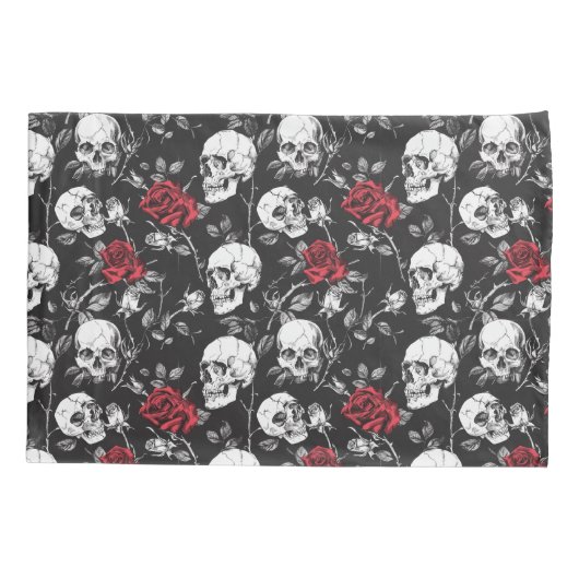 Gotische schedels en Rozen Beddegoed Kussensloop (Achterkant)