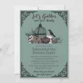 Gotische schedels en Rozen geven Bedankt Friendsgi Kaart (Voorkant)