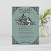 Gotische schedels en Rozen geven Bedankt Friendsgi Kaart (Staand voorkant)