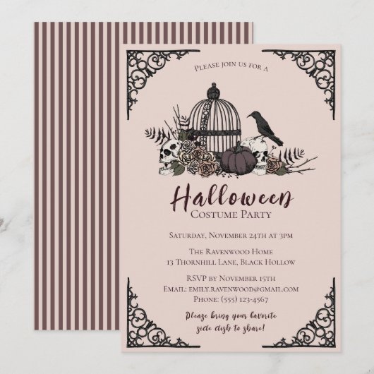 Gotische schedels en Rozen geven Bedankt Friendsgi Kaart (Voorkant / Achterkant)