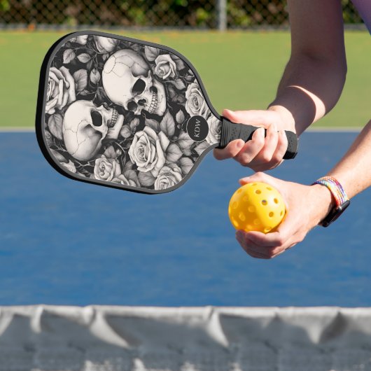 Gotische schedels en Rozen Monogram Pickleball Paddle (Insitu)