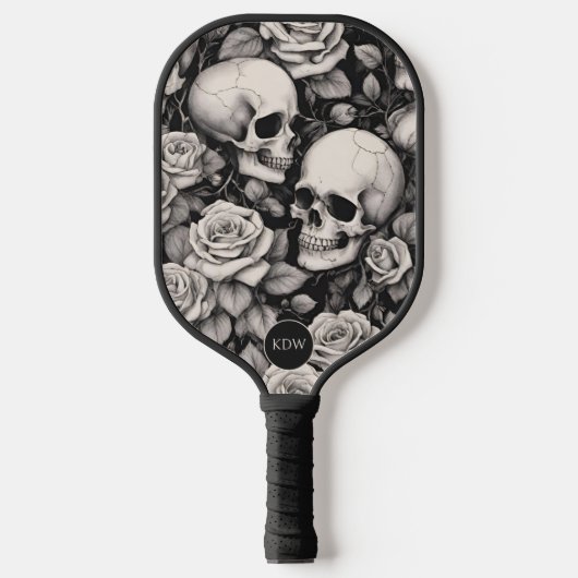 Gotische schedels en Rozen Monogram Pickleball Paddle (Voorkant)